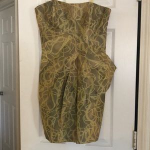 Strapless spring formal dress greens with pockets